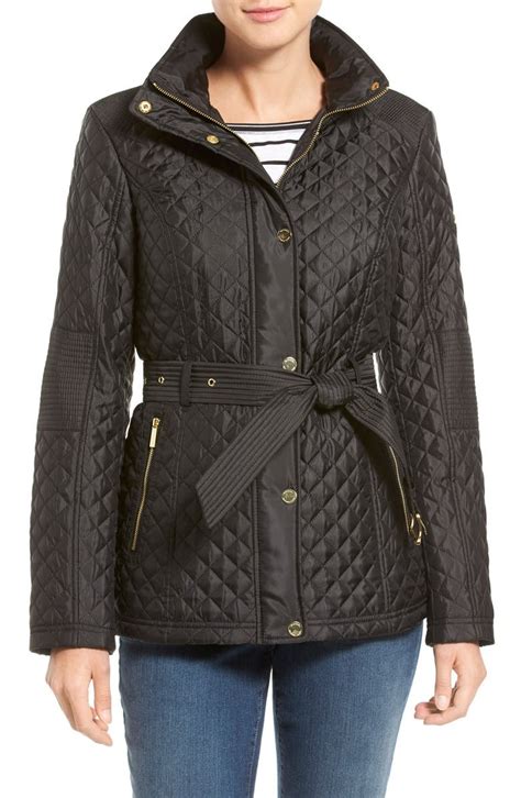 michael michael kors petite asymmetrical belted coat|michael kors belted quilted jacket.